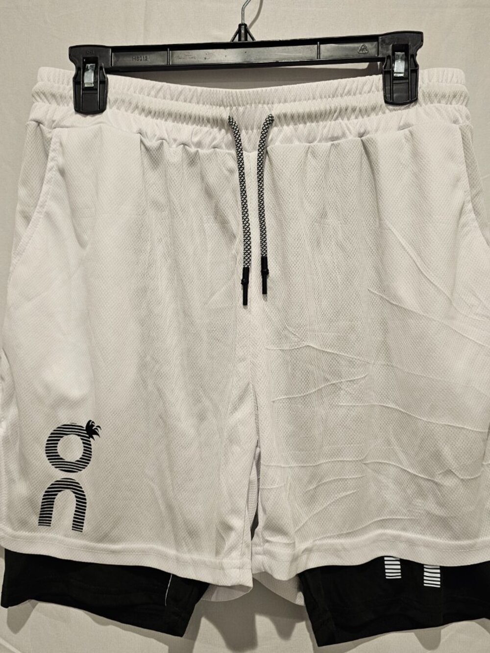 Men's 2in1 Running Shorts XXL White Lined Athletic Gym Fitness Training